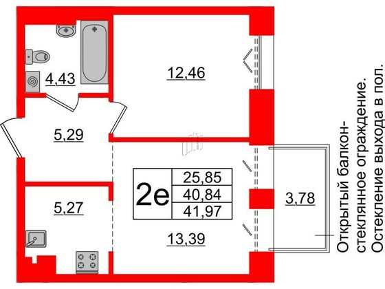 Продажа 1-комнатной квартиры 40,8 м², 6/8 этаж