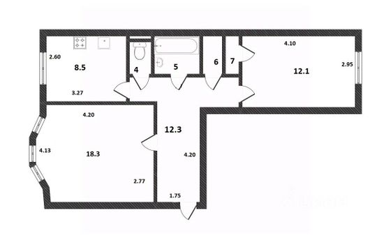 Продажа 2-комнатной квартиры 58 м², 2/5 этаж