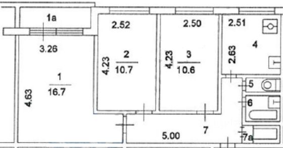 Продажа 3-комнатной квартиры 55,8 м², 3/9 этаж