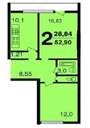 Аренда 2-комнатной квартиры 52,9 м², 6/16 этаж