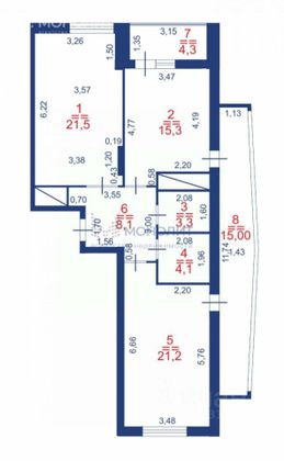 Продажа 2-комнатной квартиры 92,8 м², 14/25 этаж