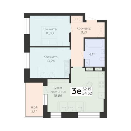 Продажа 3-комнатной квартиры 54,3 м², 7/24 этаж