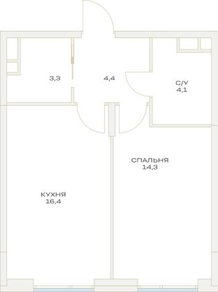 Продажа 1-комнатной квартиры 42,6 м², 9/23 этаж
