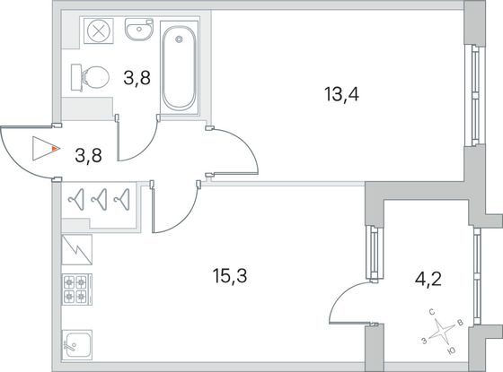 Продажа 1-комнатной квартиры 38,4 м², 2/5 этаж