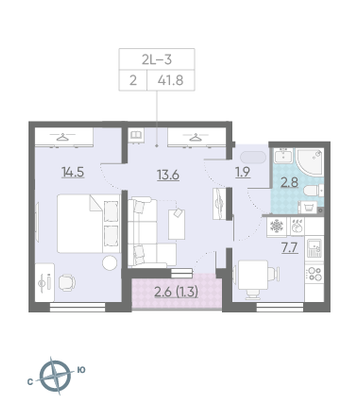 Продажа 2-комнатной квартиры 41,8 м², 18/23 этаж