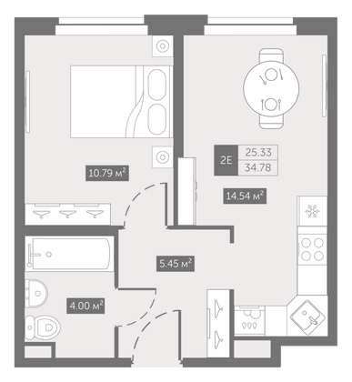 34,8 м², 1-комн. квартира, 2/11 этаж