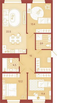 Продажа 3-комнатной квартиры 82,7 м², 4/18 этаж