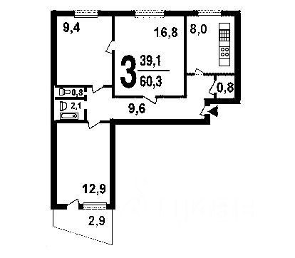 Продажа 3-комнатной квартиры 58 м², 4/5 этаж