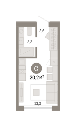 Продажа квартиры-студии 20,2 м², 3/9 этаж