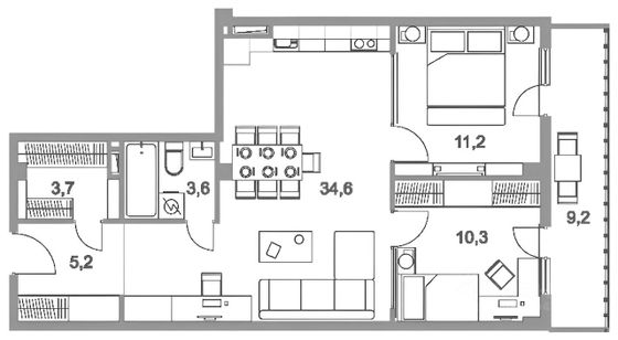 Продажа 2-комнатной квартиры 76,2 м², 3/14 этаж