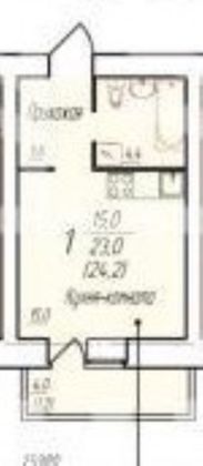 Продажа квартиры-студии 24,2 м², 3/12 этаж