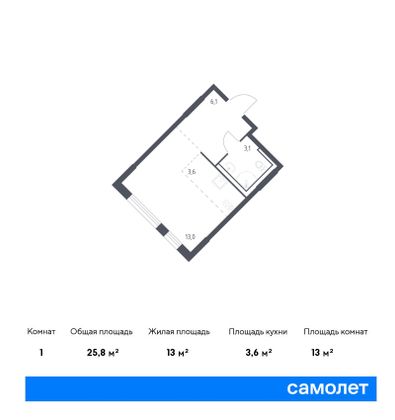 25,8 м², студия, 1/12 этаж