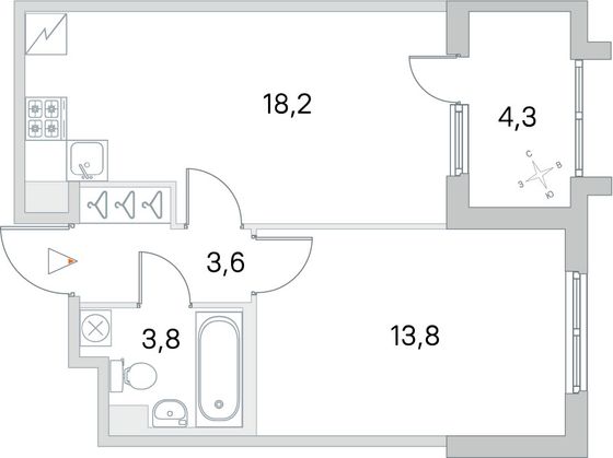 Продажа 1-комнатной квартиры 41,5 м², 1/5 этаж