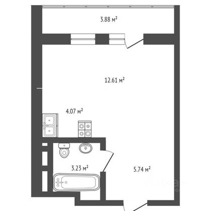 Продажа квартиры-студии 28,9 м², 6/34 этаж