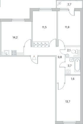 Продажа 3-комнатной квартиры 69,2 м², 3/5 этаж