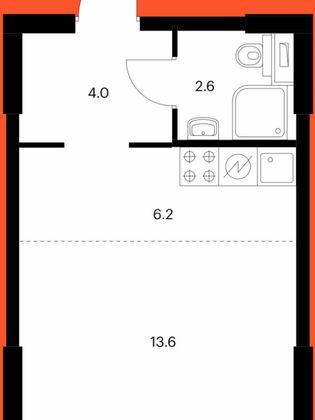 Продажа квартиры-студии 26,4 м², 5/28 этаж