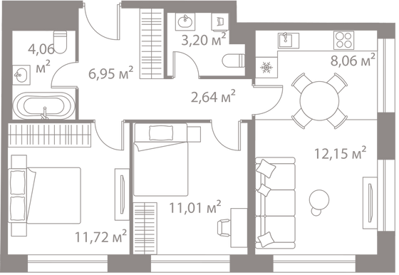 Продажа 2-комнатной квартиры 59,8 м², 10/25 этаж