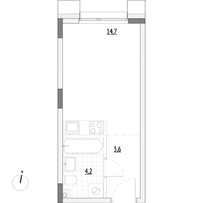 Продажа квартиры-студии 22,5 м², 2/7 этаж