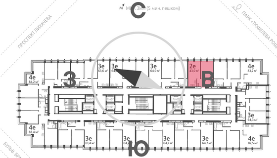 Продажа 1-комнатной квартиры 43,6 м², 14/40 этаж