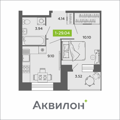 29 м², 1-комн. квартира, 11/11 этаж