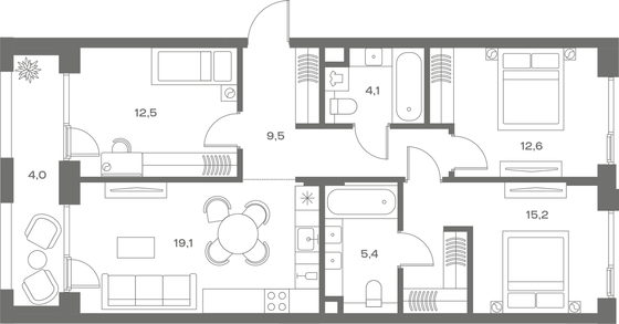 82,4 м², 3-комн. квартира, 6/7 этаж