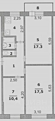 Продажа 3-комнатной квартиры 61,7 м², 5/5 этаж