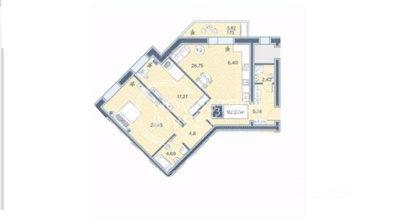 Продажа 3-комнатной квартиры 92 м², 8/8 этаж