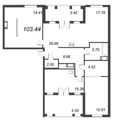 103,4 м², 4-комн. квартира, 9/10 этаж