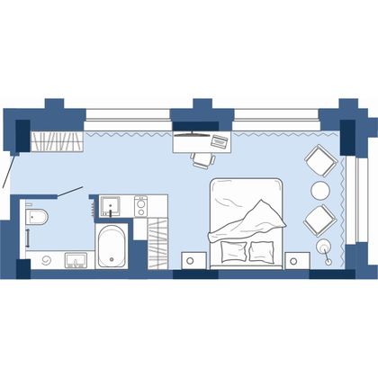 28,7 м², 1-комн. квартира, 18/30 этаж