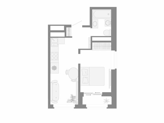 Продажа 2-комнатной квартиры 42 м², 25/26 этаж