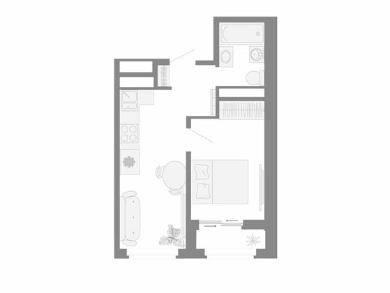 Продажа 2-комнатной квартиры 42 м², 25/26 этаж