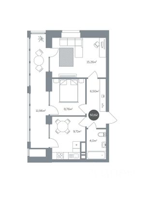 Продажа квартиры-студии 50,2 м², 3/10 этаж