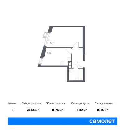 Продажа 1-комнатной квартиры 38,5 м², 2/31 этаж