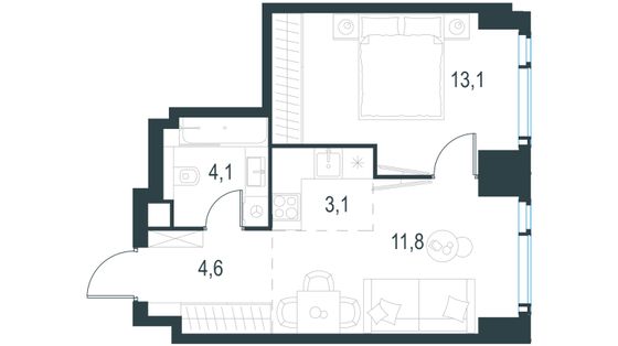 Продажа 2-комнатной квартиры 36,7 м², 7/40 этаж