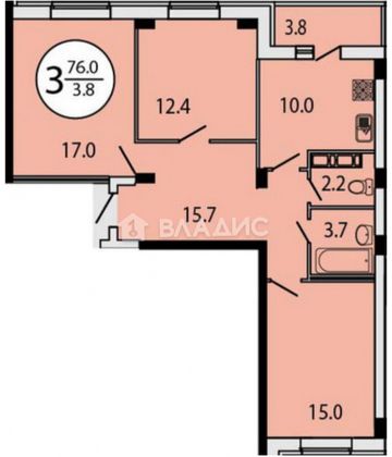 Продажа 3-комнатной квартиры 76 м², 14/16 этаж
