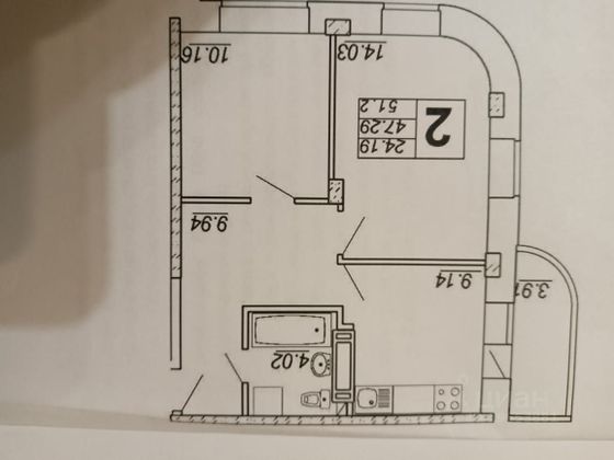 Продажа 2-комнатной квартиры 52 м², 21/25 этаж