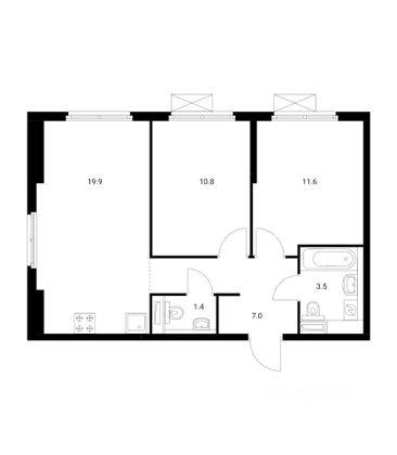 Аренда 2-комнатной квартиры 55 м², 4/12 этаж