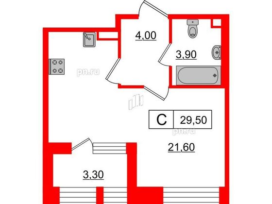 Продажа квартиры-студии 29,5 м², 2/10 этаж