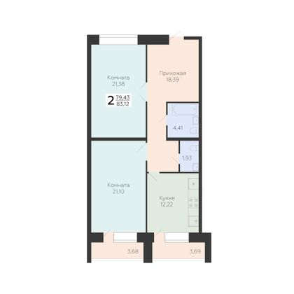 Продажа 2-комнатной квартиры 83,1 м², 1/11 этаж