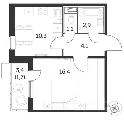 Продажа 1-комнатной квартиры 36,6 м², 18/25 этаж
