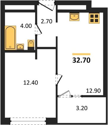 Продажа 1-комнатной квартиры 32,7 м², 7/31 этаж