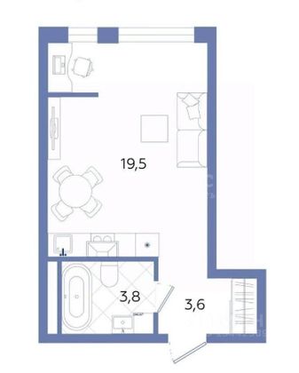 Продажа квартиры-студии 26,9 м², 3/9 этаж