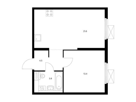 Продажа 1-комнатной квартиры 43,3 м², 6/33 этаж