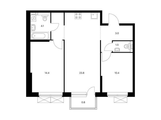 Продажа 2-комнатной квартиры 63 м², 2/13 этаж