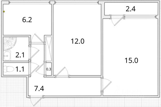 Продажа 2-комнатной квартиры 45,3 м², 5/9 этаж