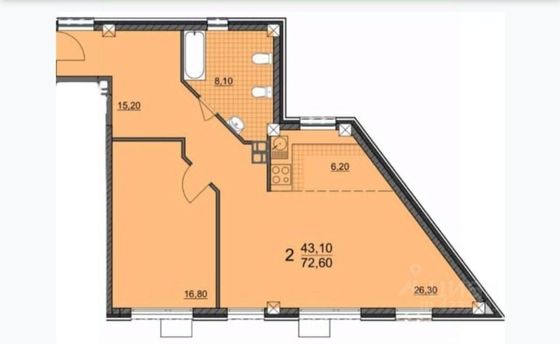 Продажа 2-комнатной квартиры 72,6 м², 3/3 этаж
