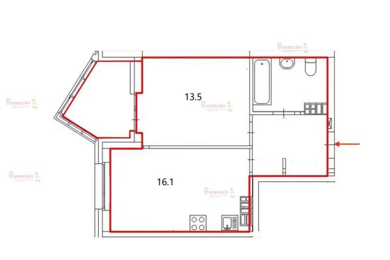 Аренда 1-комнатной квартиры 40,6 м², 21/35 этаж