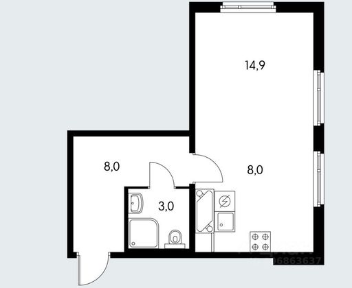 Продажа квартиры-студии 35 м², 17/26 этаж