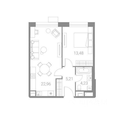 Продажа 1-комнатной квартиры 45,9 м², 4/10 этаж