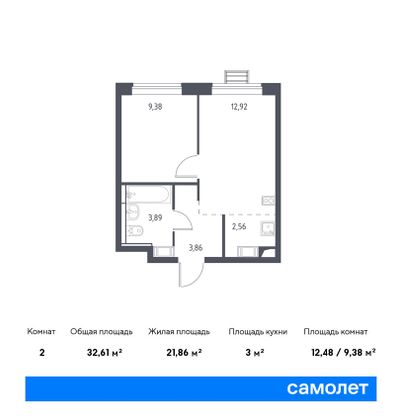 32,6 м², 1-комн. квартира, 5/17 этаж